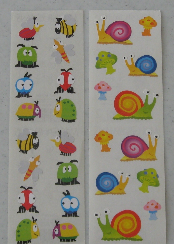 Mrs Grossman’s CHUBBY BUGS & SNAILS Stickers Colorful fun Insects~Mushrooms~NEW