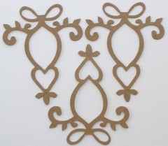 {5} DECORATIVE ACCENT – Style 2 – Flourish Heart Chipboard Die Cuts – 3.5 x 4.5