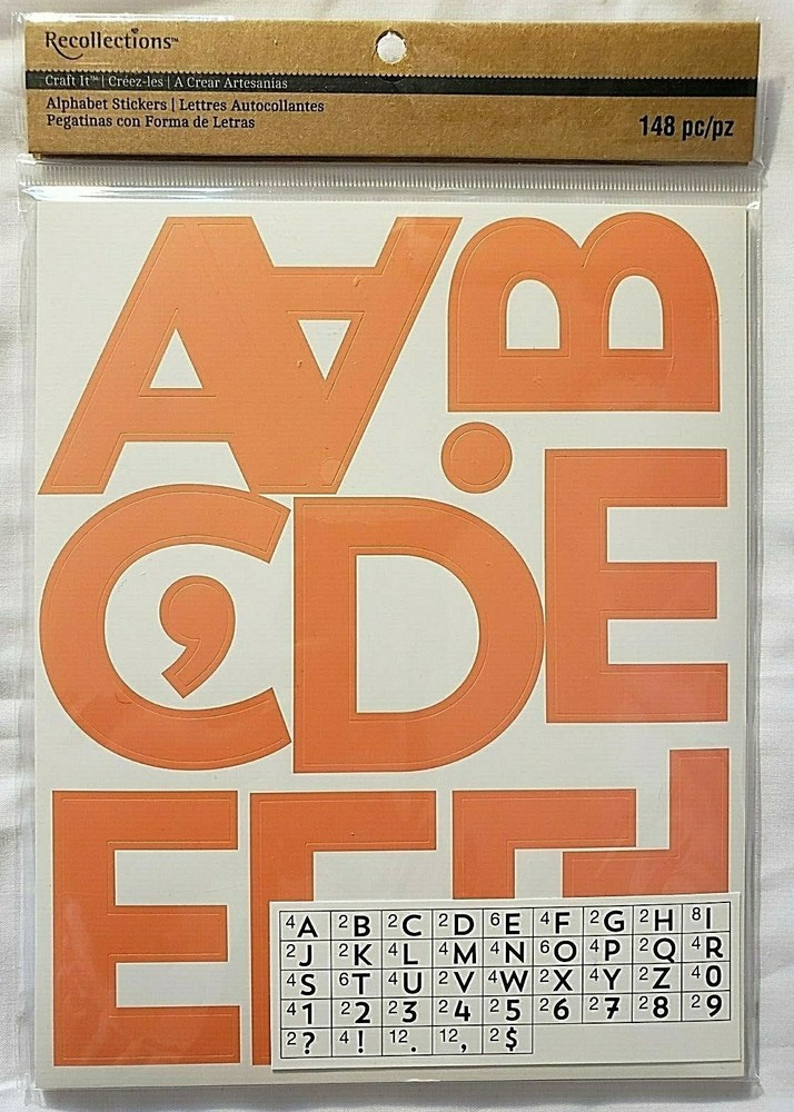 RECOLLECTIONS Craft It Alphabet Stickers 148 pcs – ORANGE