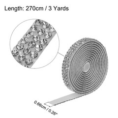 0.3 Inch 3 Yards Self Adhesive Crystal Rhinestone Diamond Ribbon Grey