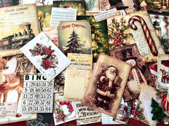 #24 -150pcs CHRISTMAS JUNK JOURNAL 3D KIT with Candy Cane Pen & REAL EPHEMERA