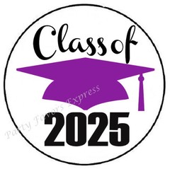 CLASS OF 2025 PURPLE GRADUATION ENVELOPE SEALS LABELS STICKERS
