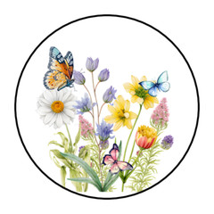30 WILDFLOWERS AND BUTTERFLIES STICKERS ENVELOPE SEALS LABELS 1.5″ ROUND FLORAL