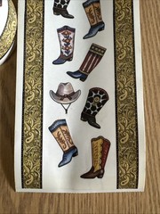 Vintage Boots, Hats, And Borders Sticker ROLL by Debra Jordan Bryan Cowboy West
