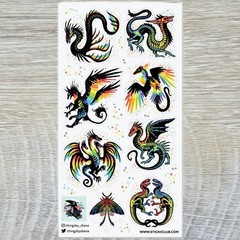 Remarkable Rainbow Creatures Stickers – Fantasy Sticker Sheet – Scrapbooking