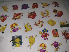 Vintage Stickers HIGHLIGHTS Magazine x2pgs Smiles Scratch & Sniff Fruits Stars