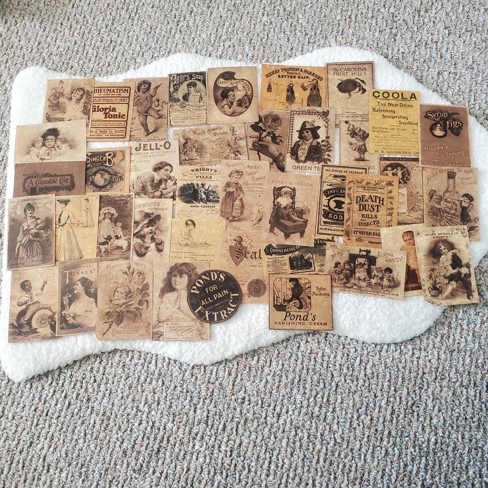 Ephemera Lot 38 Pieces Brown Paper Style Ads ScrapBooking Collectible Decor
