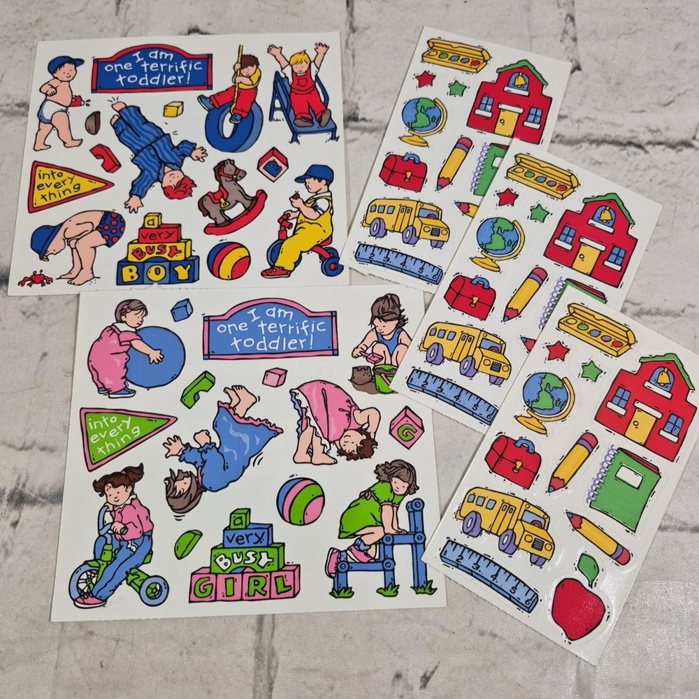 Vintage Scrapbooking Stickers Toddler Boy Girl Pre School Kindergarten Lot