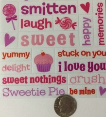LOVE CLEAR MYLAR Stickers(3.5″x 11″) Valentine’s Day•Sweetie•Sugar•Crush •Hugs••