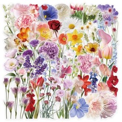 50-100pcs PET Transparent Plant & Flower Stickers Waterproof Stationery Notebook
