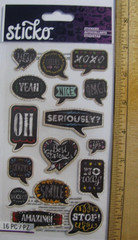 Sticko Chalk Quote Stickers 16PC EK Success Scrapbook Planner B/W Typography
