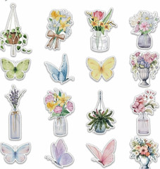 🦋🌸 Spring Easter BUTTERFLY & FLOWER STICKERS floral WILDFLOWER summer bouquet