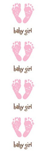 Mrs. Grossman’s Stickers – Footprints Baby Girl – Pink Feet – Words – 4 Strips
