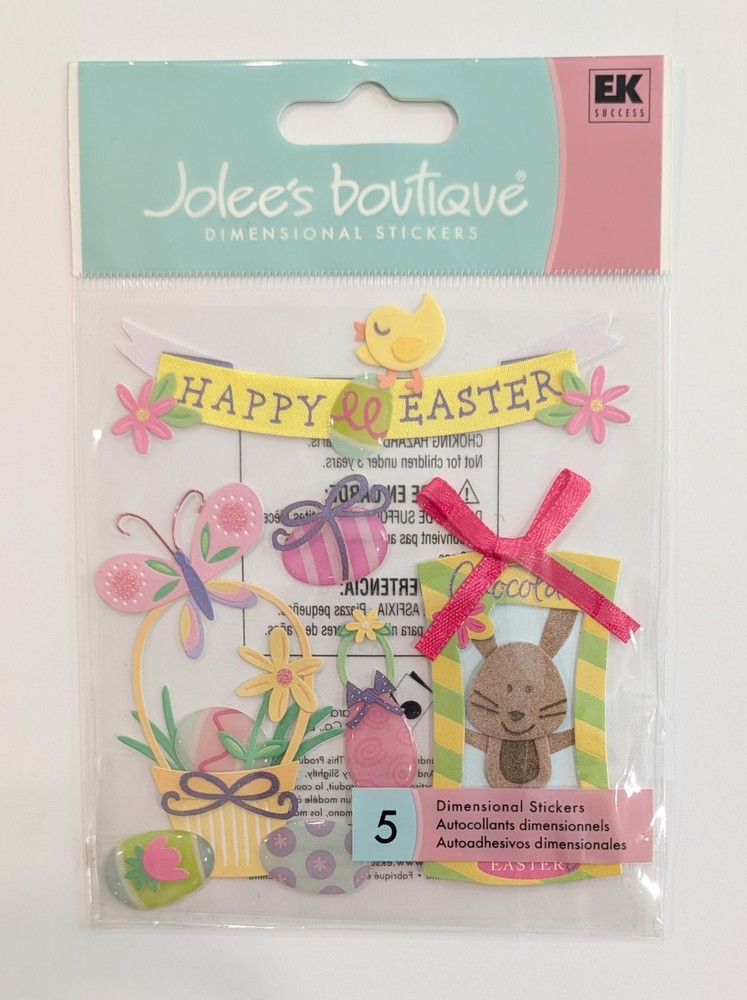 RARE Jolee’s Happy Easter Chocolate Bunny Eggs Basket Scrapbooking Stickers