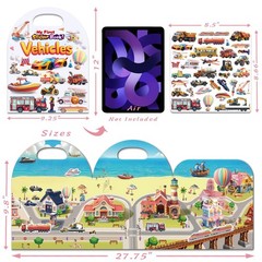 3-Pack Reusable Sticker Books for Toddlers 2-4 Years, Vehicles Truck, Animals…