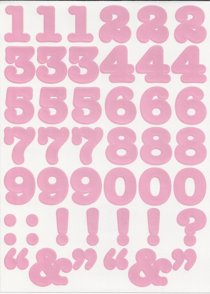 Creative Memories 123 BOLD NUMBER Stickers – LIGHT PASTEL PINK