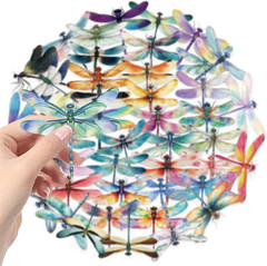 50Pcs Dragonfly Stickers for Scrapbooking, PET Transparent Decorative Stickers S