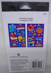 American Greetings Stickers Pad Sesame Street Elmo Cookie Monster 10 Shts 125 Pc