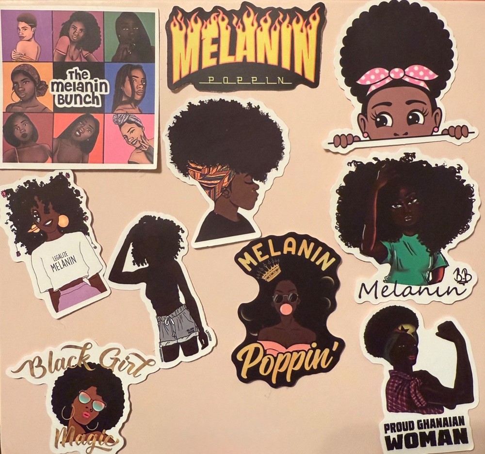 Stylish 10 Melanin Girl Stickers – Perfect for DIY Creativity & Gifts