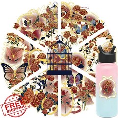 TKDKSFD 50pc Vintage Rose Gold Foil Stickers