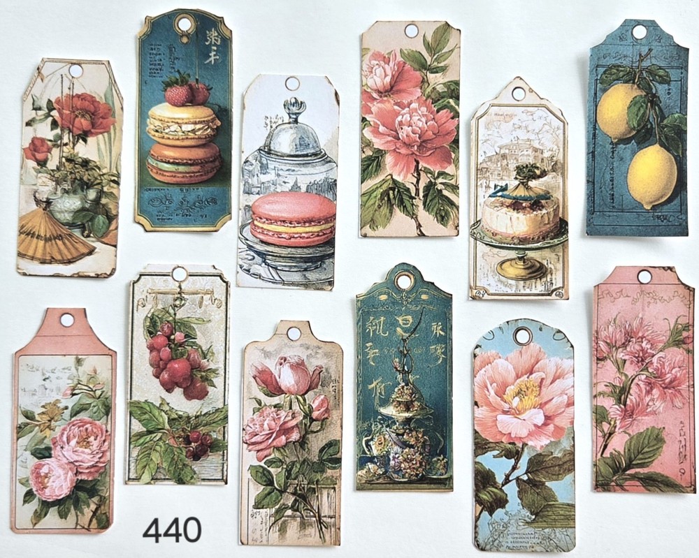 Tall Tags – Floral and Confections – set of 12