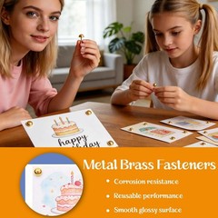 600 PCS 0.3 x 0.6 Inch Brads Round Head Paper Fasteners Metal Brass Fasteners…