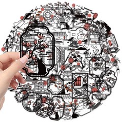 50/100PCS Black and White Antique Silhouette Sticker Pack Waterproof Transparent