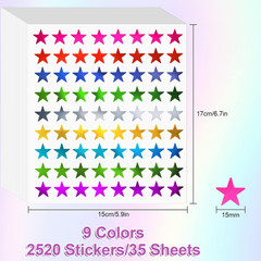 Star Metallic Stickers 2520 PCS 0.6 Foil Stars for Kids Reward & Behavior Cha