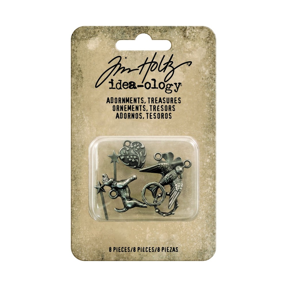 Adornments – Treasures by Tim Holtz Idea-ology, Antique 11 x 7 x 1.2 cm, Gray