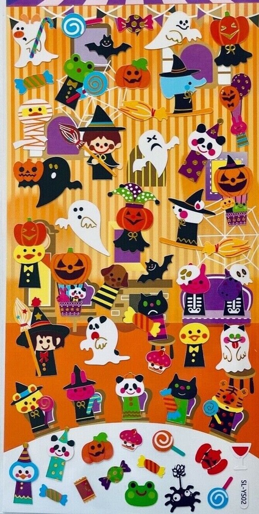 Halloween Animal Friends Foil Stickers Planner Supply Party Crafts Ghost Witch
