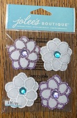 RARE Jolees Christmas Felt Flowers Glittered W/ Gems Wedding Scrapbook Stickers