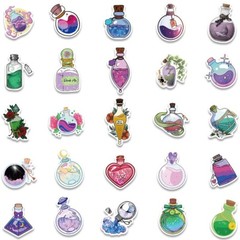 50pcs Potion Jar Stickers, Magic Beverage Drink Tube Poison, Waterproof, 216