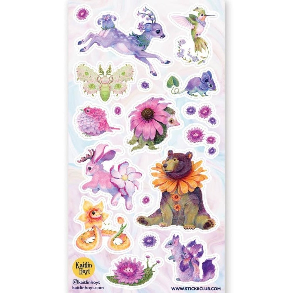 Stickii – Flower Animal Stickers – Unique Fantasy Animals Sticker Sheet – Crafts