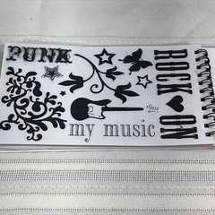 Paper Crush Swatch Book 149 Impress Rub On Band Music rock rebel Punk Star theme