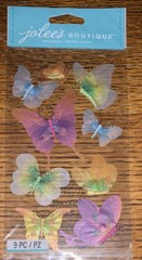 RARE Jolees Velum Butterflies Butterfly Colorful Glittery 3D Scrapbook Stickers