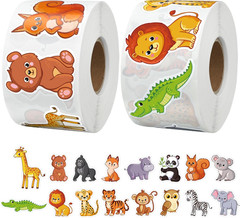 1200 Pcs Safari Animal Stickers Roll 1.5″ Cartoon Jungle Animal Sticker Labels 1