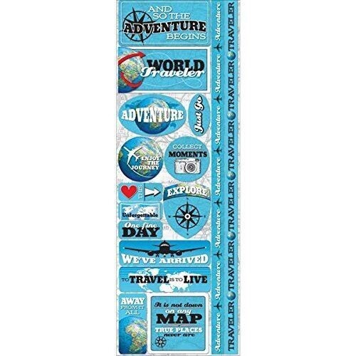 Reminisce Signature Series Cardstock Combo Stickers, 4.25 by 12-Inch, Travel