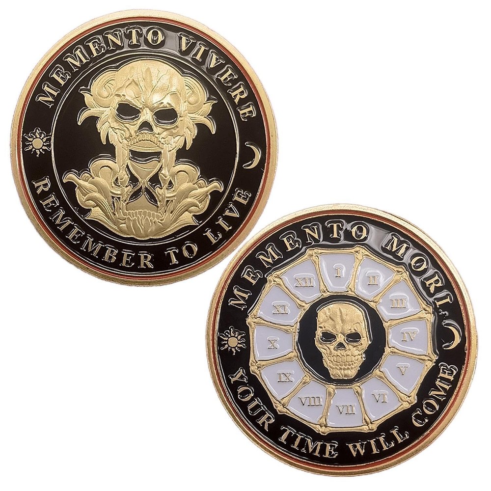 Memento Mori Challenge Coin Memento Vivere Coin Skull Challenge Coin
