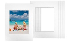 12×16 Picture Mats for 8×10 Photos, 10-Pack White Double Matboard, Bevel Cut