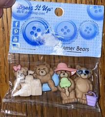 Dress it up Memory Mates-Summer Bears-Beach Sandcastle Scrapbook Embellishments