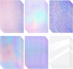 60 Sheet Holographic Laminate Sheet Clear Glitter A4 Size Vinyl Sticker Paper Ho