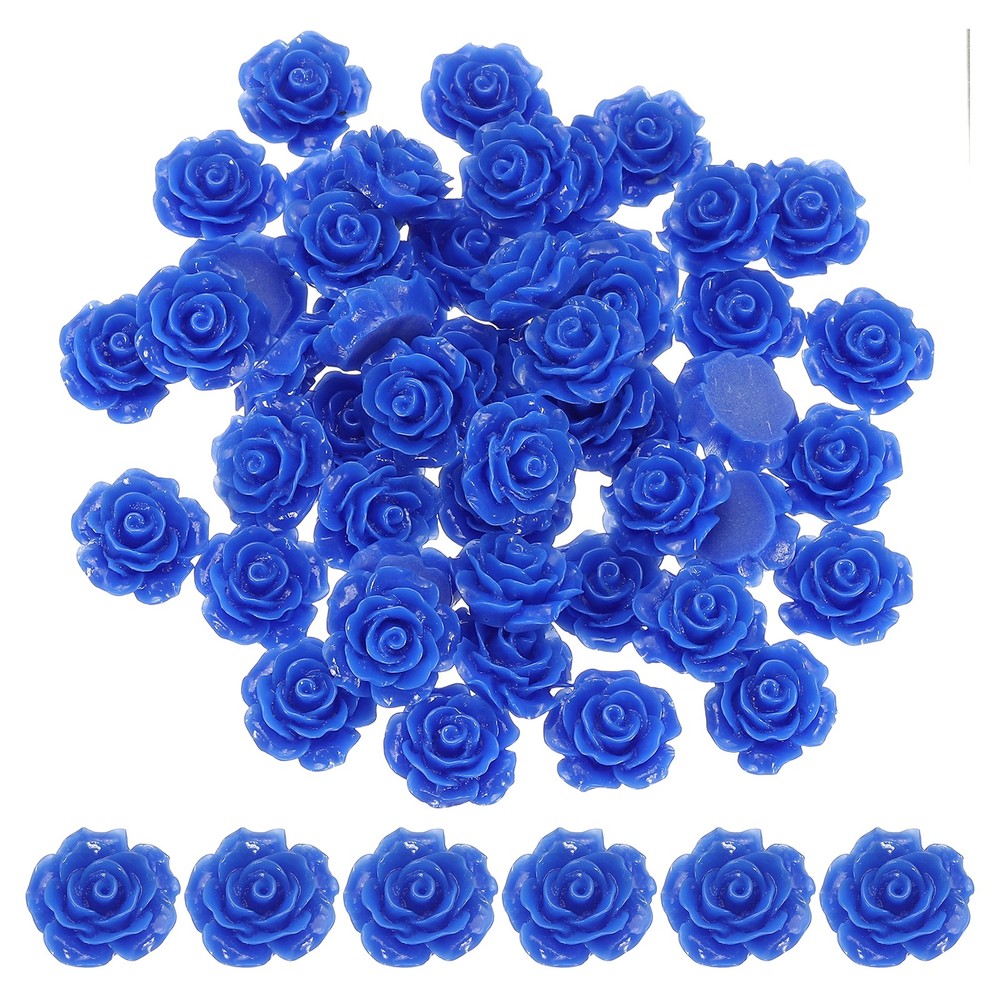 20mm Rose Flower Resin Cabochon, 30 Pcs Mini Rose Flower Resin, Dark Blue