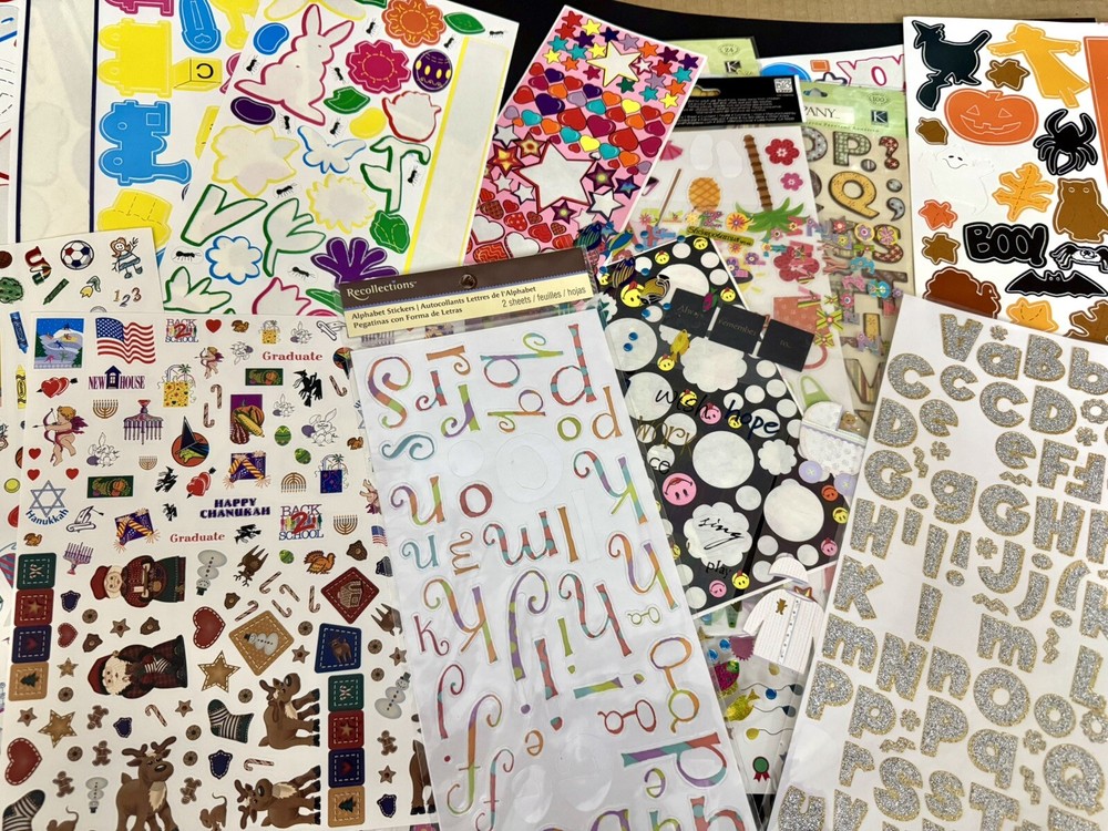 Scrapbooking Stickers Junk Drawer Lot School Family Holiday Alphabet Kids Sports