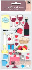 NIP EK Success Sticko Stickers OUT TO DINNER Wine Food Rose Valentine Stickers