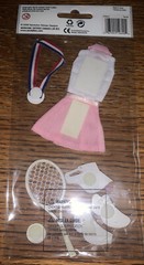 Stitchery Tennis Outfit Skirt Shirt Shoes Racket Ball Metal Scrapbook Stickers