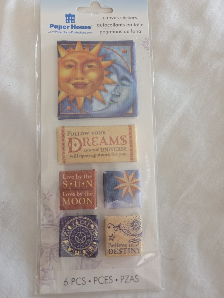 Vintage Paper House Productions Sun & Moon Celestial Canvas 3D Dimensional…