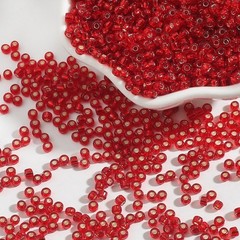 4000 pcs Red Color Glass Beads 2mm Silver Foil lined + Storage Box Jewelry