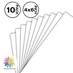10 Pack 4×6 White Uncut Mat Boards, 4-Ply, Acid Free, White Core, Framing