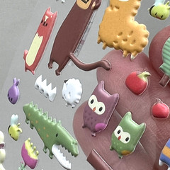 Animal Farm Puffy Sticker Sheet Cute Tiny Planner Scrapbooking Journaling Crafts