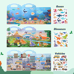 6Pcs Reusable Sticker Books, Sticker Books for Toddlers 2-4 Years, Vehicles Inse
